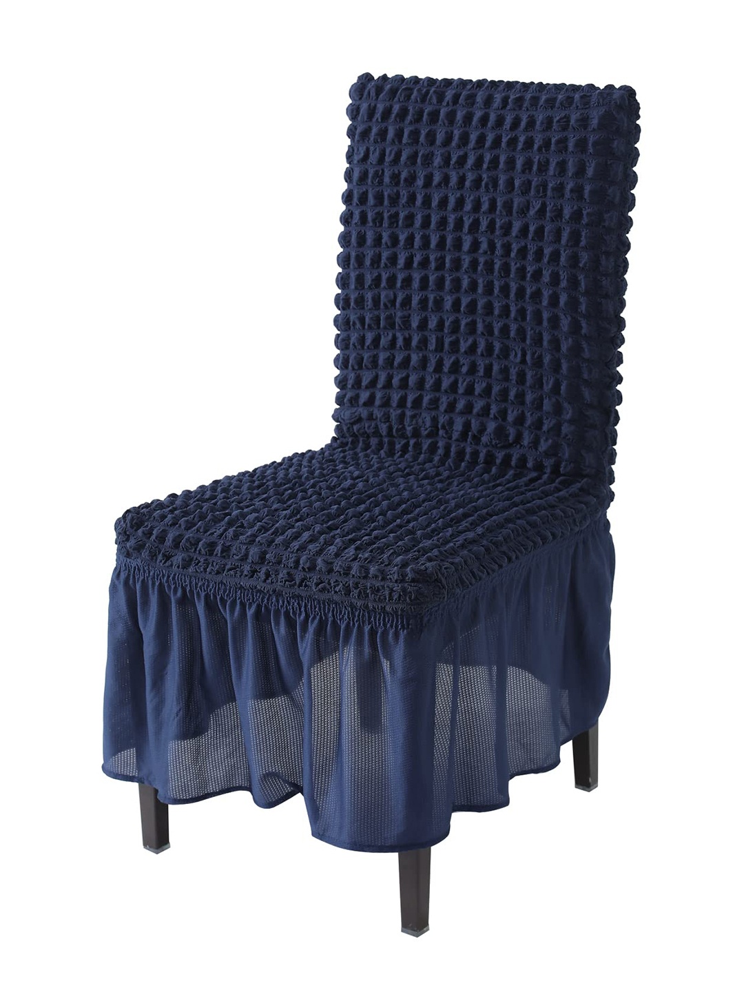 

HOKIPO Bubble Frill Stretchable Chair Cover, Navy blue