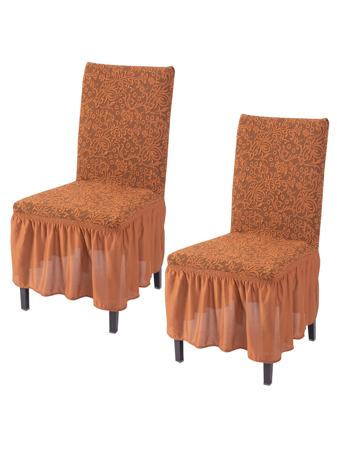 

HOKIPO Khaki 2-Pcs Bubble Frill Stretchable Chair Cover