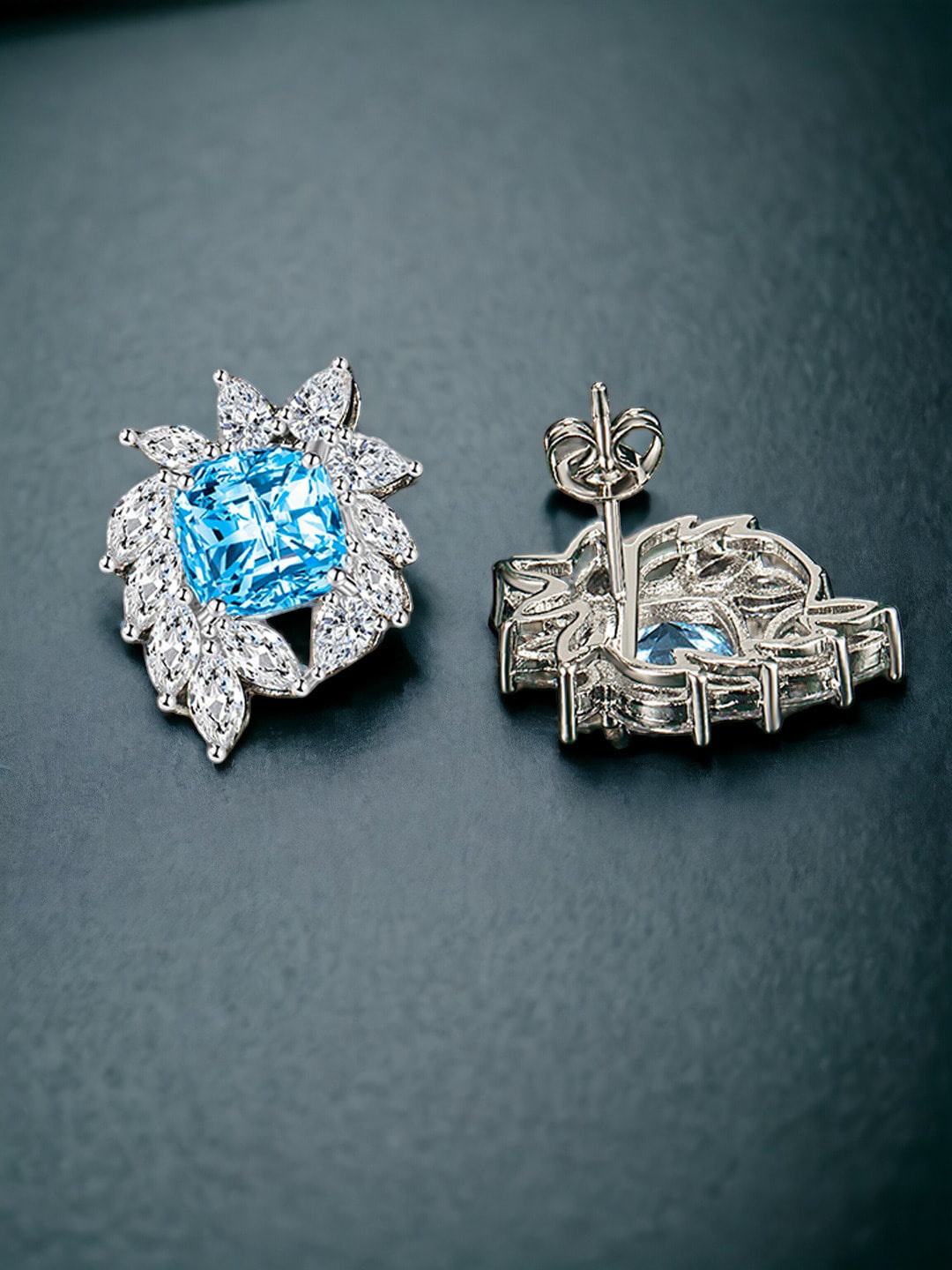 

Designs & You Silver-Plated Cubic Zirconia Studded Contemporary Studs Earrings