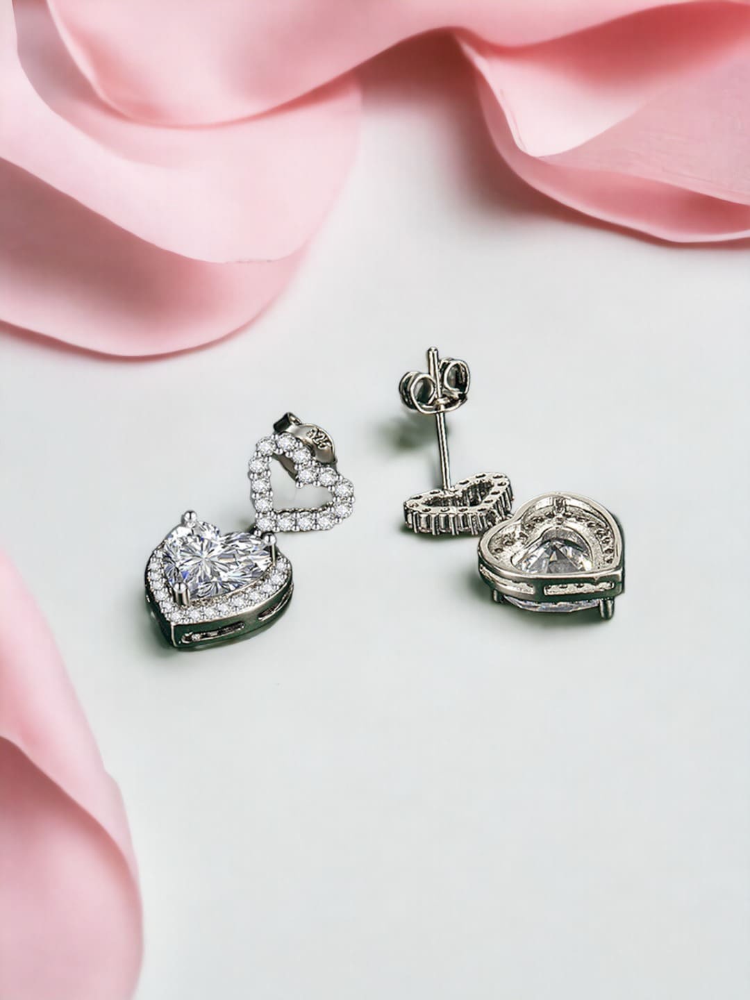 

Designs & You Silver Plated Heart Shaped Drop Earrings