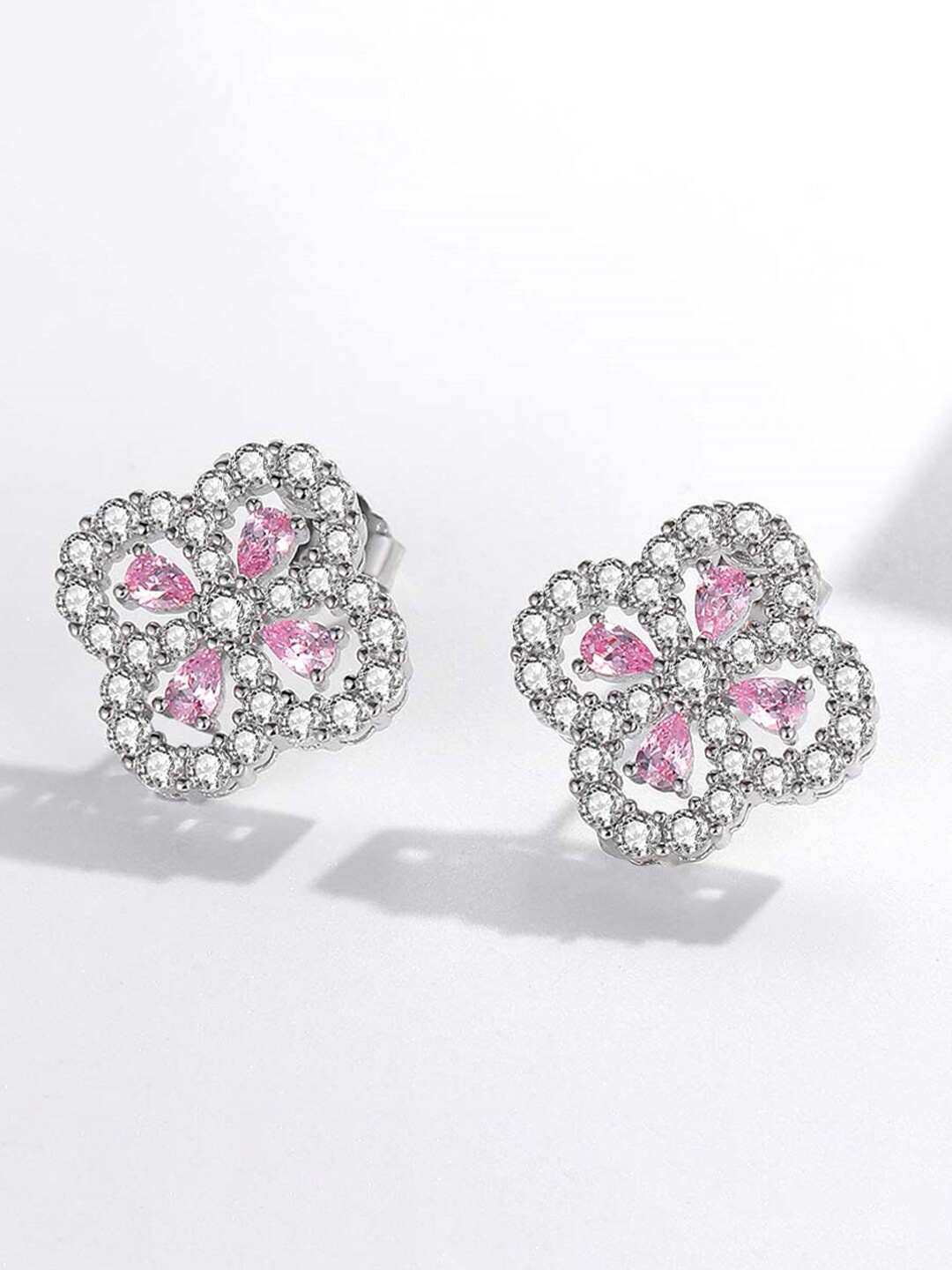 

Designs & You Silver-Plated Contemporary Studs Earrings