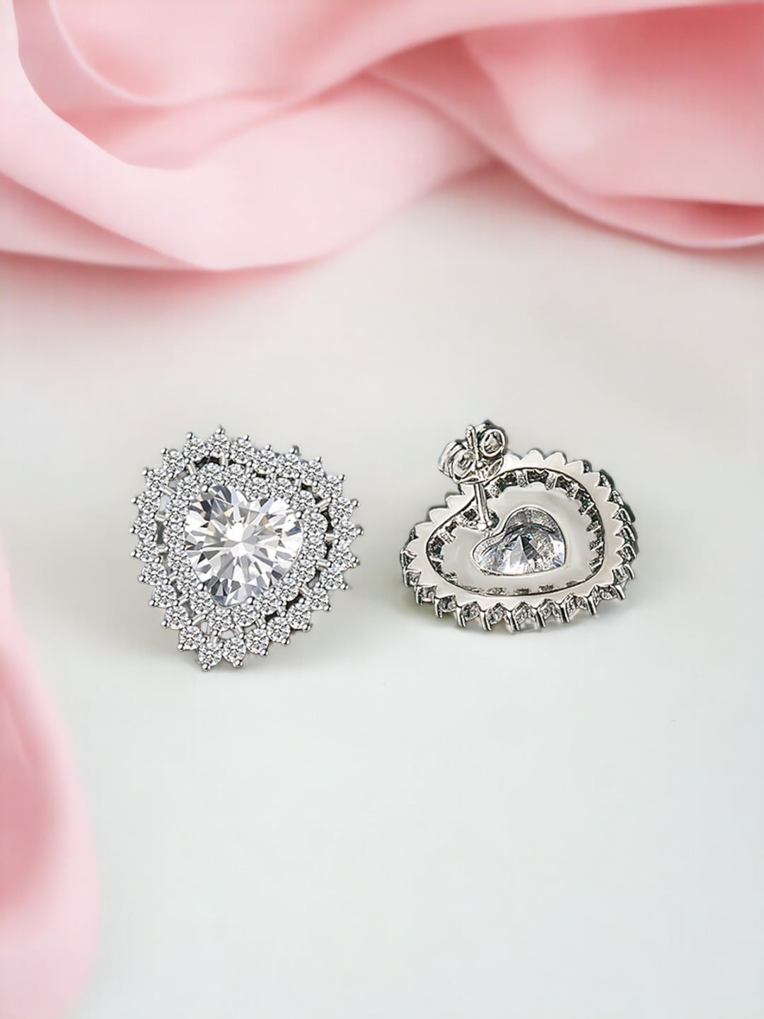 

Designs & You Silver Plated Cubic Zirconia Stud Earrings
