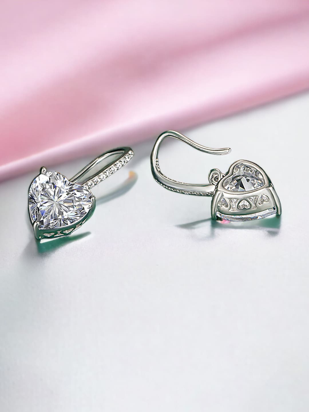 

Designs & You Silver Plated Cubic Zirconia-Studded Contemporary Drop Earrings