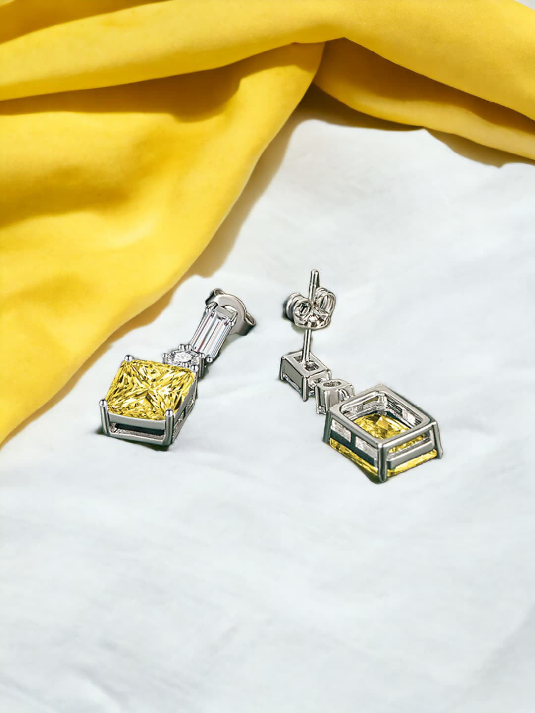 

Designs & You Silver Plated Cubic Zirconia Studded Drop Earrings