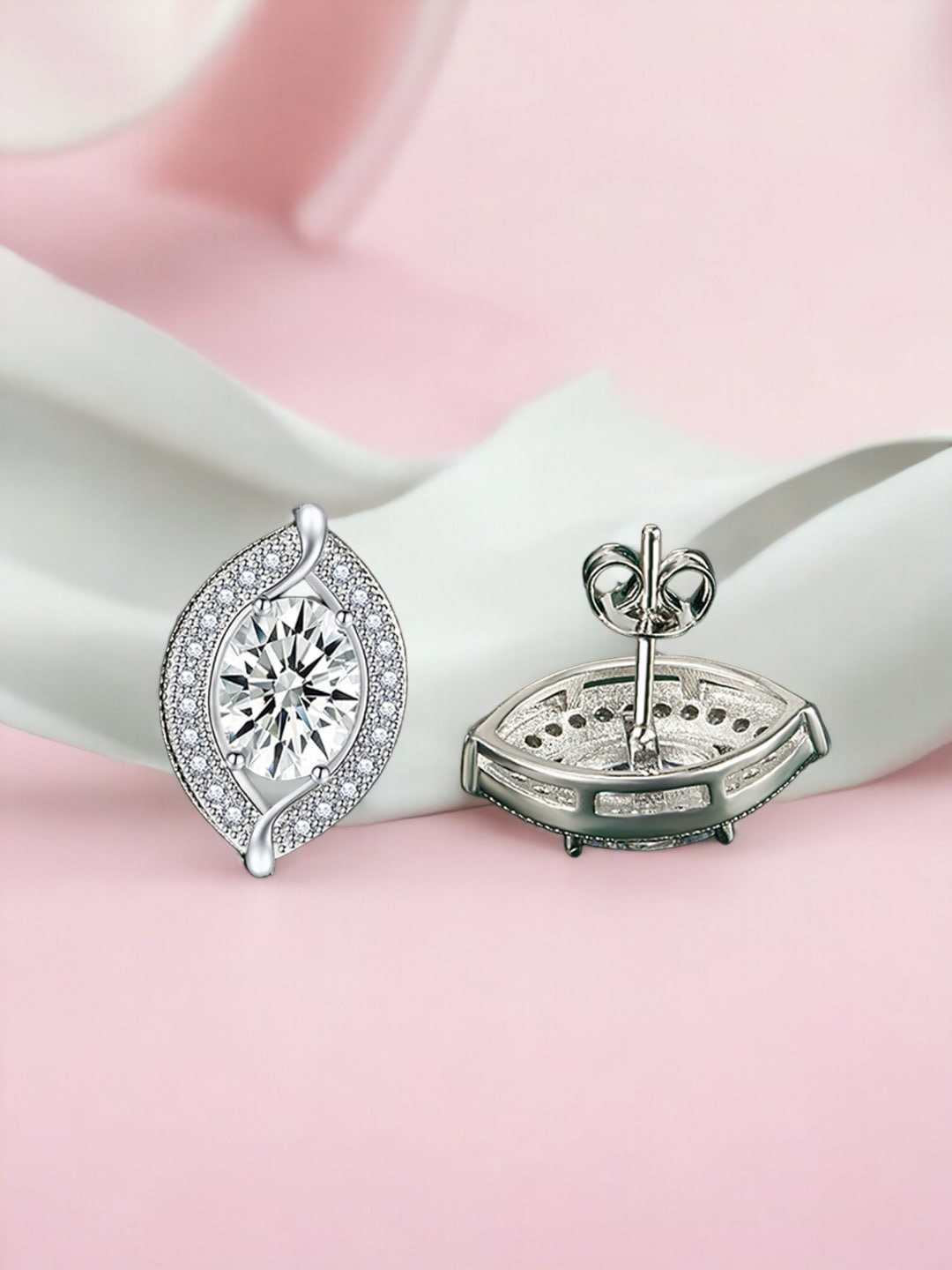 

Designs & You Silver-Plated Cubic Zirconia Studded Studs Earrings