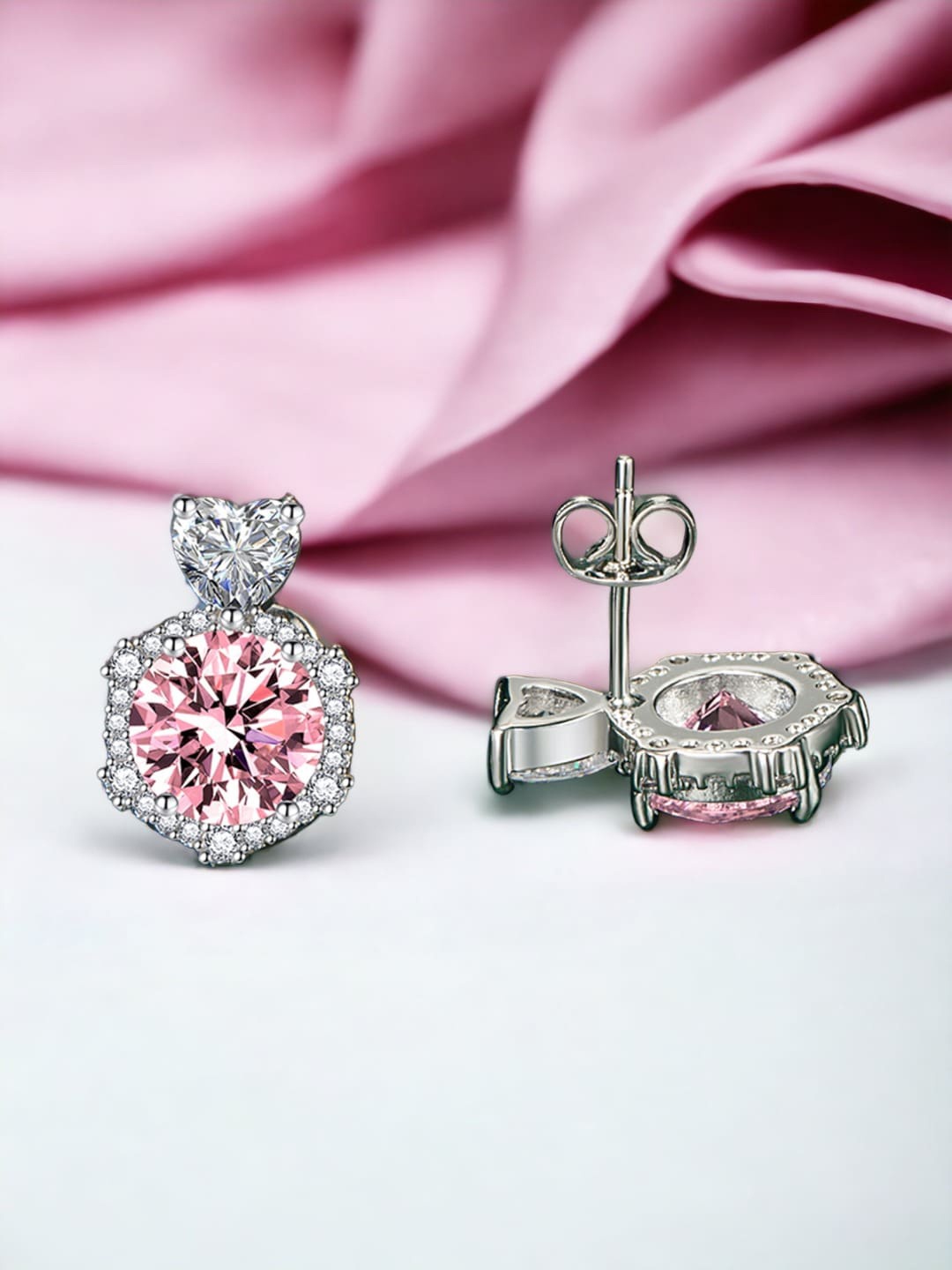 

Designs & You Silver-Plated Cubic Zirconia Studded Hexagonal Studs Earrings