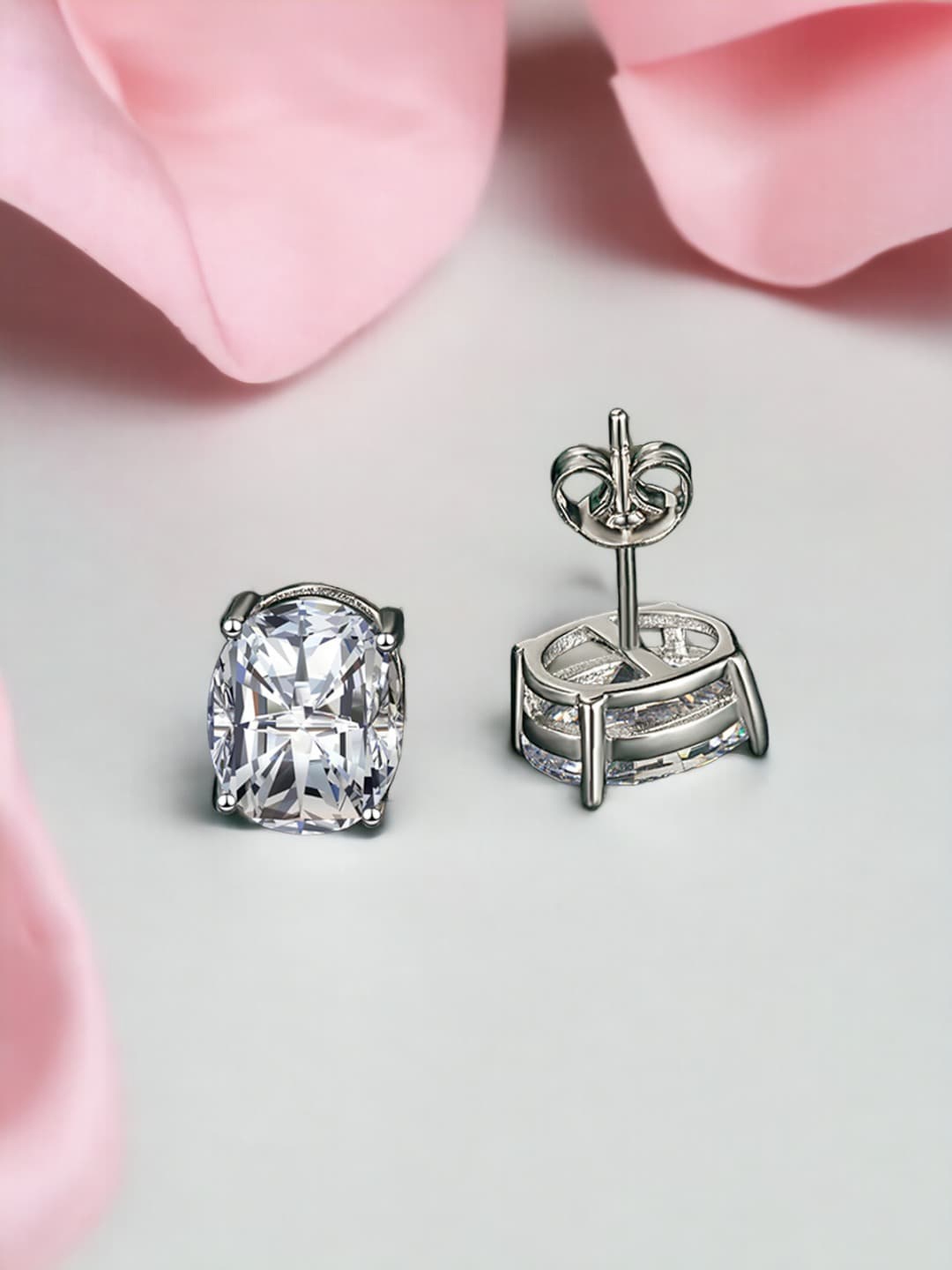 

Designs & You Silver-Plated Oval Studs Earrings