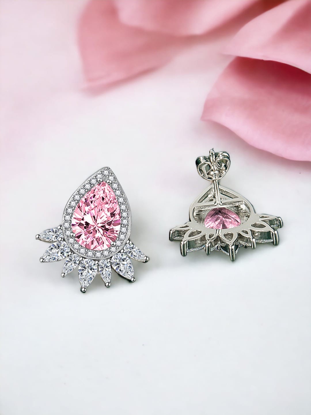 

Designs & You Silver Plated Contemporary Stud Earrings, Pink