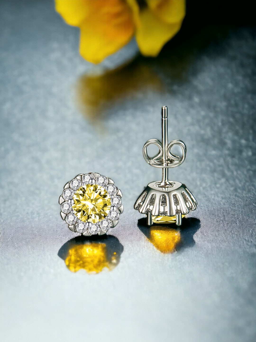 

Designs & You Silver-Plated Contemporary Studs Earrings, Yellow