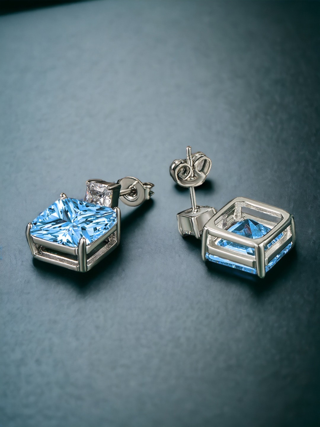 

Designs & You Silver Plated CZ Studded Drop Earrings