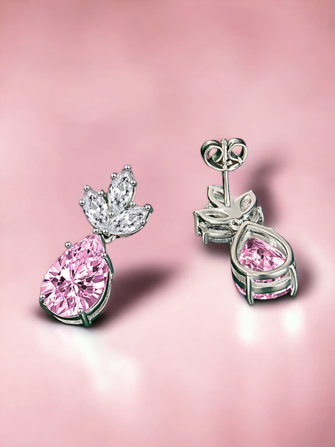 

Designs & You Silver Plated CZ Studded Drop Earrings