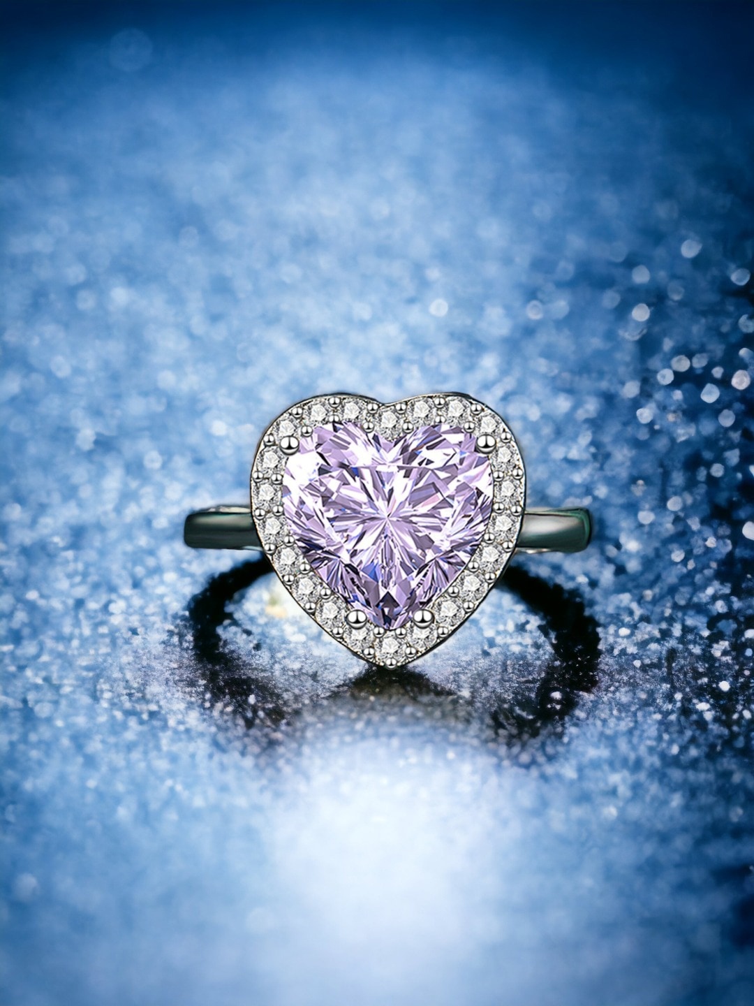 

Designs & You Silver-Plated Cubic Zirconia Stone-Studded Adjustable Finger Ring
