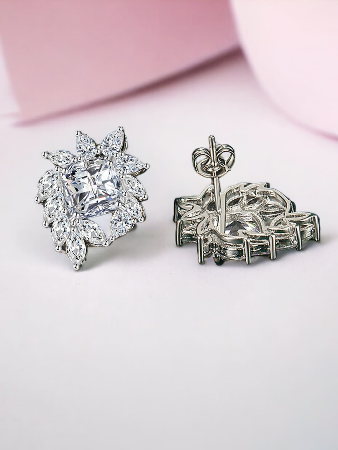 

Designs & You Silver-Plated Cubic Zirconia Contemporary Stud Earrings