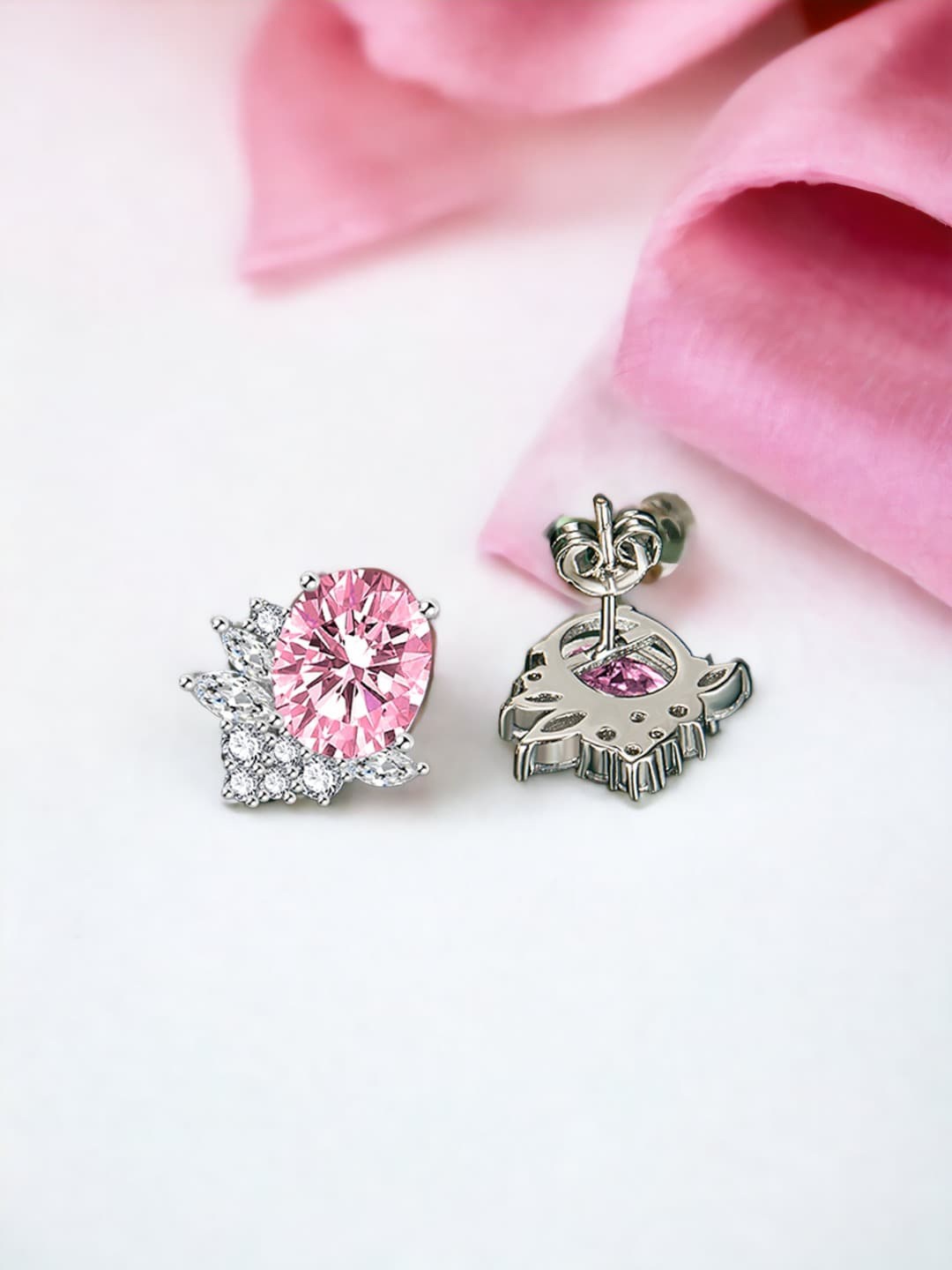 

Designs & You Silver Plated Cubic Zirconia Stud Earrings