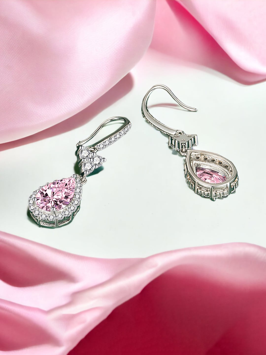 

Designs & You Silver Plated Cubic Zirconia-Studded Contemporary Drop Earrings