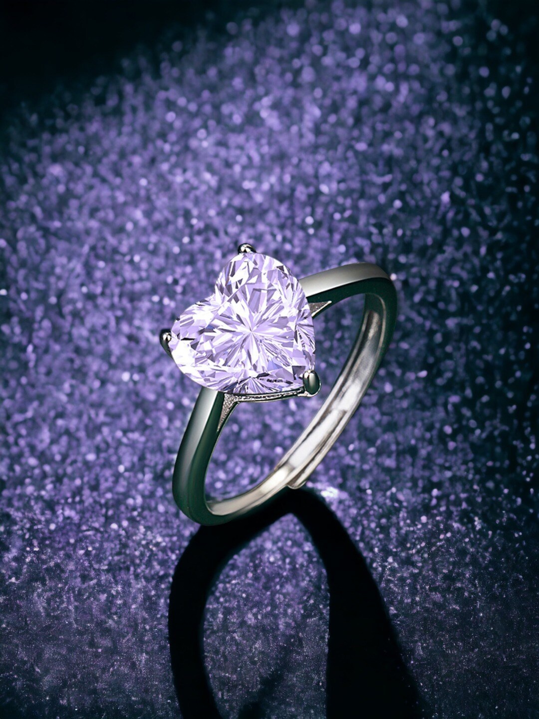

Designs & You Silver-Plated CZ Stone-Studded Adjustable Finger Ring