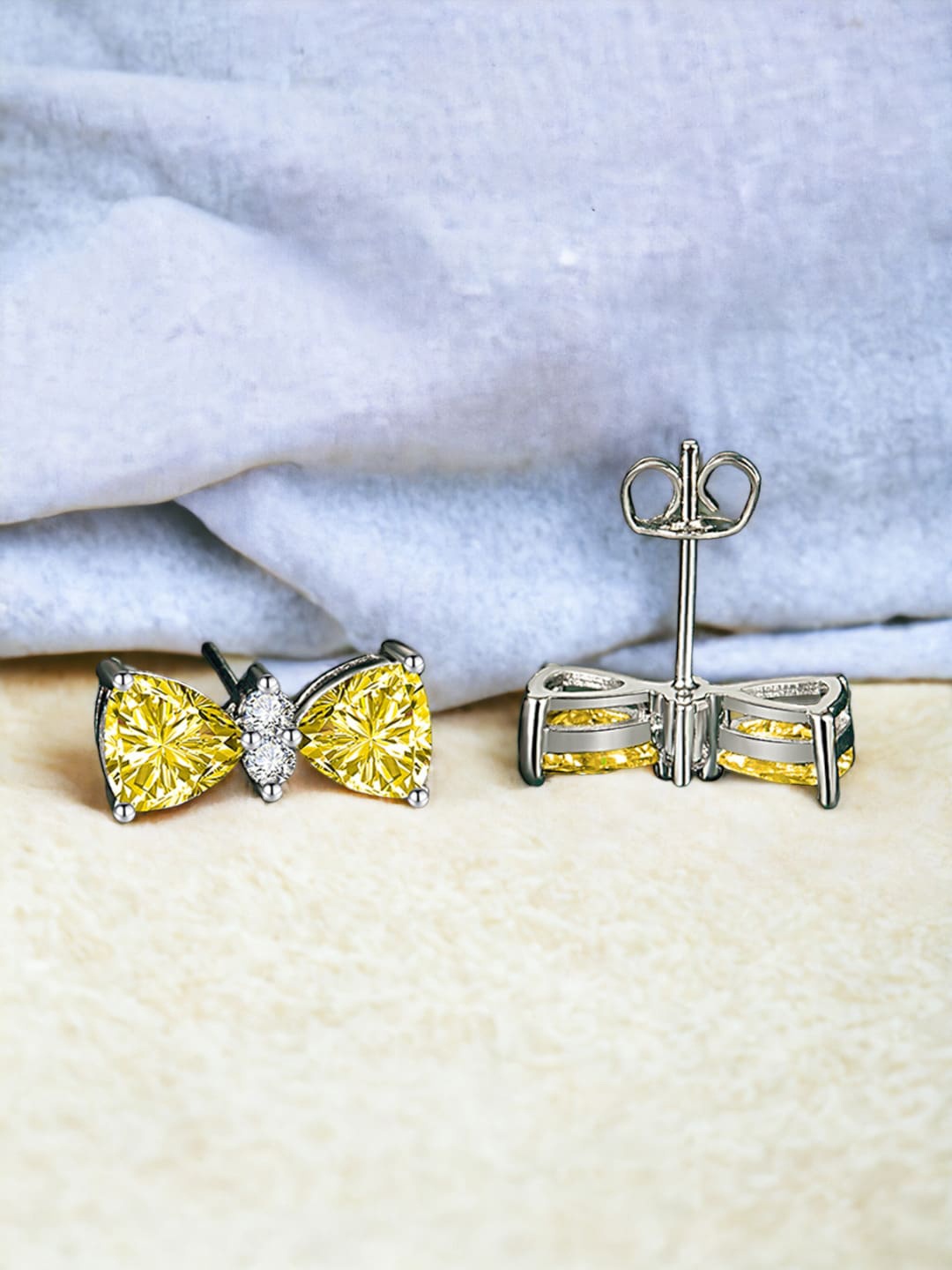 

Designs & You Silver Plated CZ Studded Studs Earrings