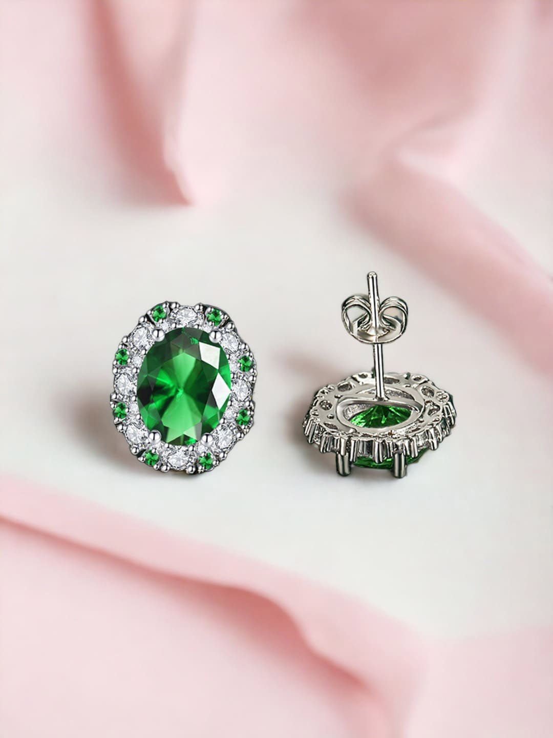 

Designs & You Silver Plated Cubic Zirconia-Studded Contemporary Studs Earrings
