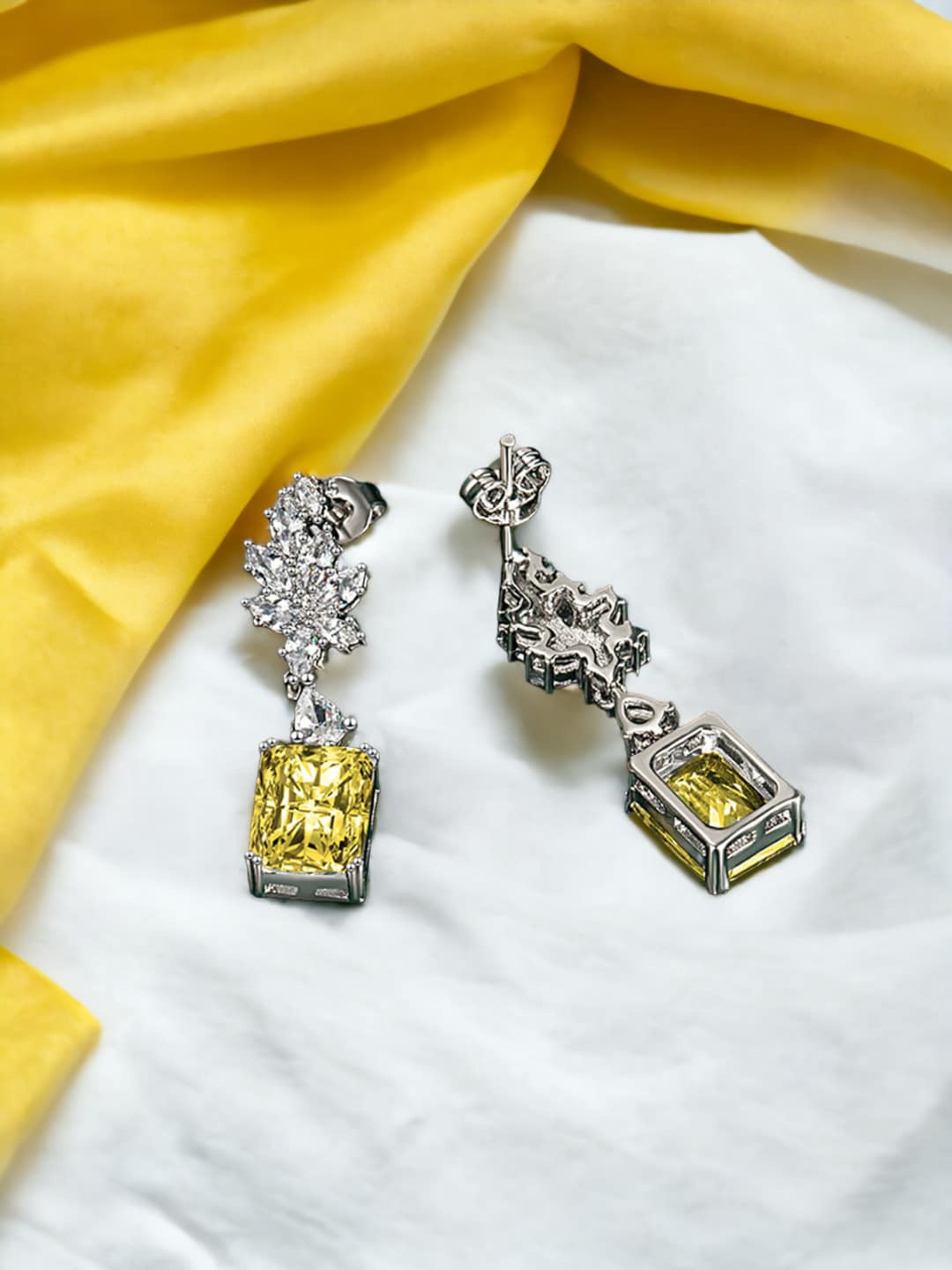 

Designs & You Silver-Plated Cubic Zirconia-Studded Drop Earrings