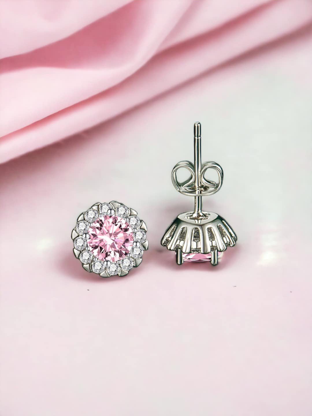 

Designs & You Silver-Plated Contemporary Studs Earrings, Pink