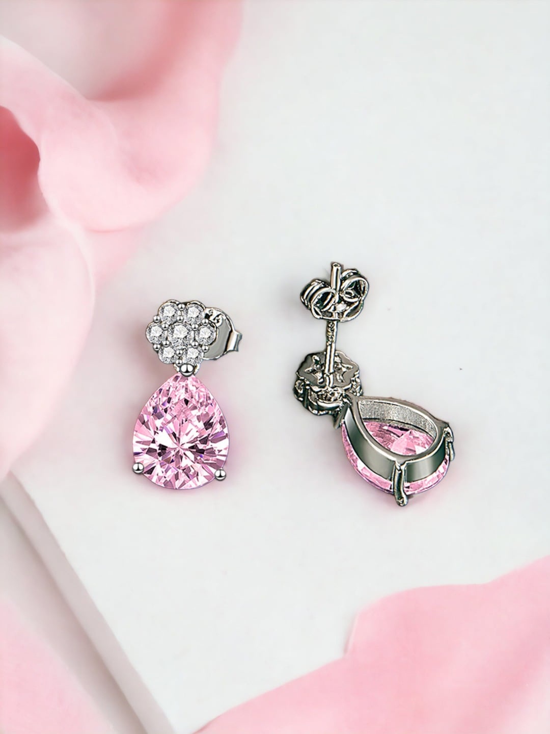 

Designs & You Silver Plated Contemporary Stud Earrings, Pink