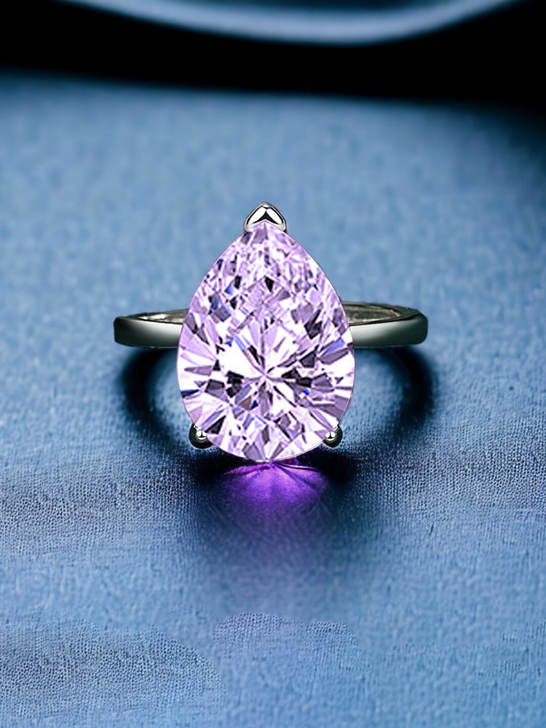 

Designs & You Silver-Plated Cubic Zirconia Stone-Studded Adjustable Finger Ring