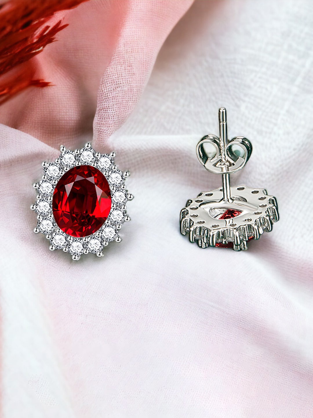 

Designs & You Silver-Plated Cubic Zirconia-Studded Contemporary Studs Earrings
