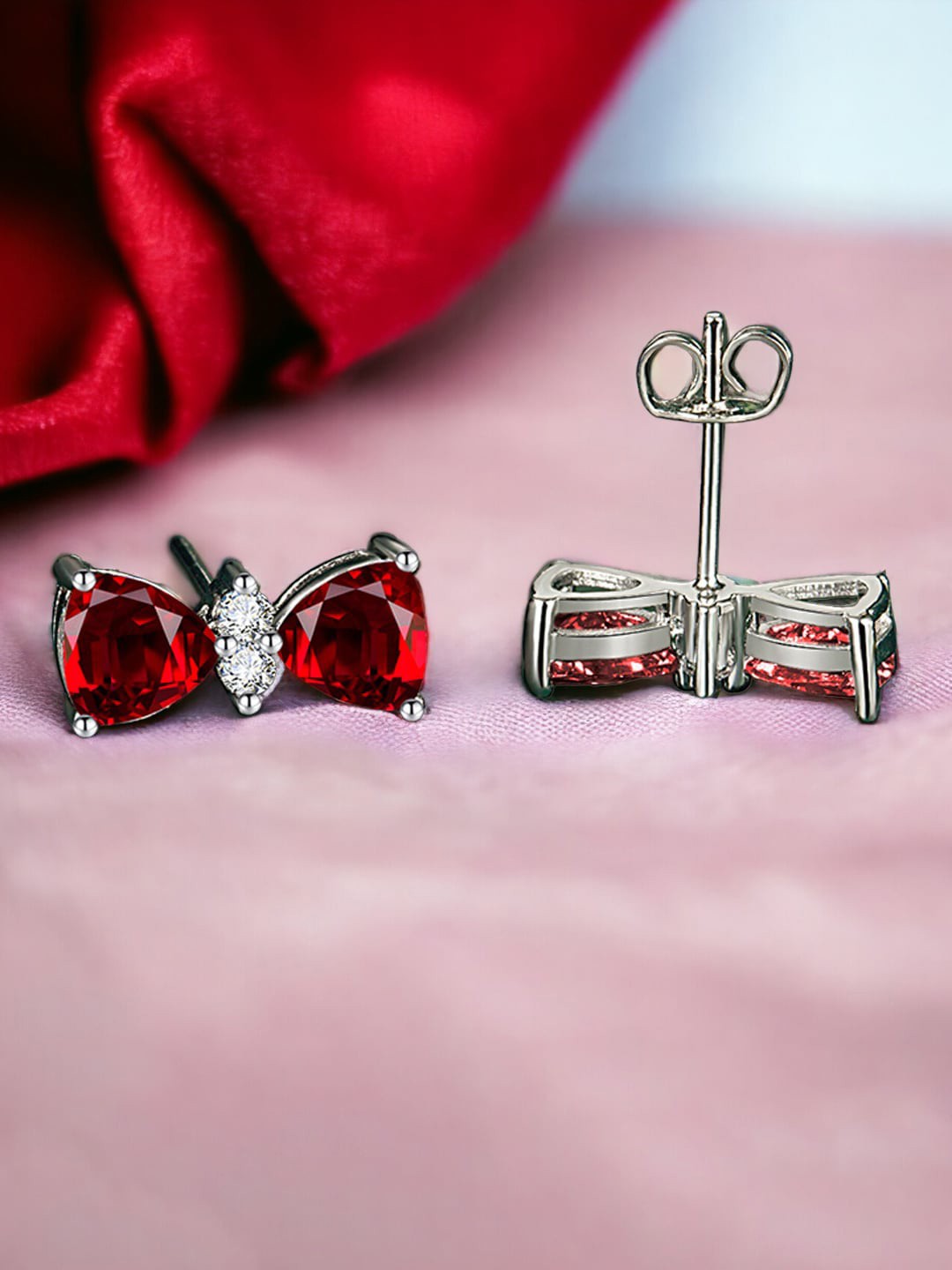

Designs & You Silver Plated Cubic Zirconia Studded Studs Earrings