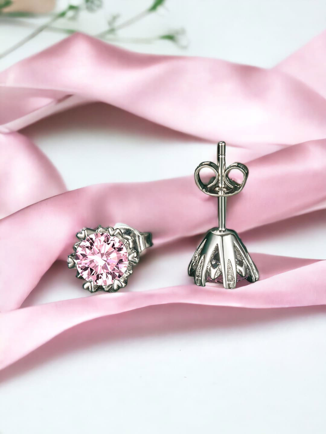

Designs & You Silver Plated Studs Earrings, Pink