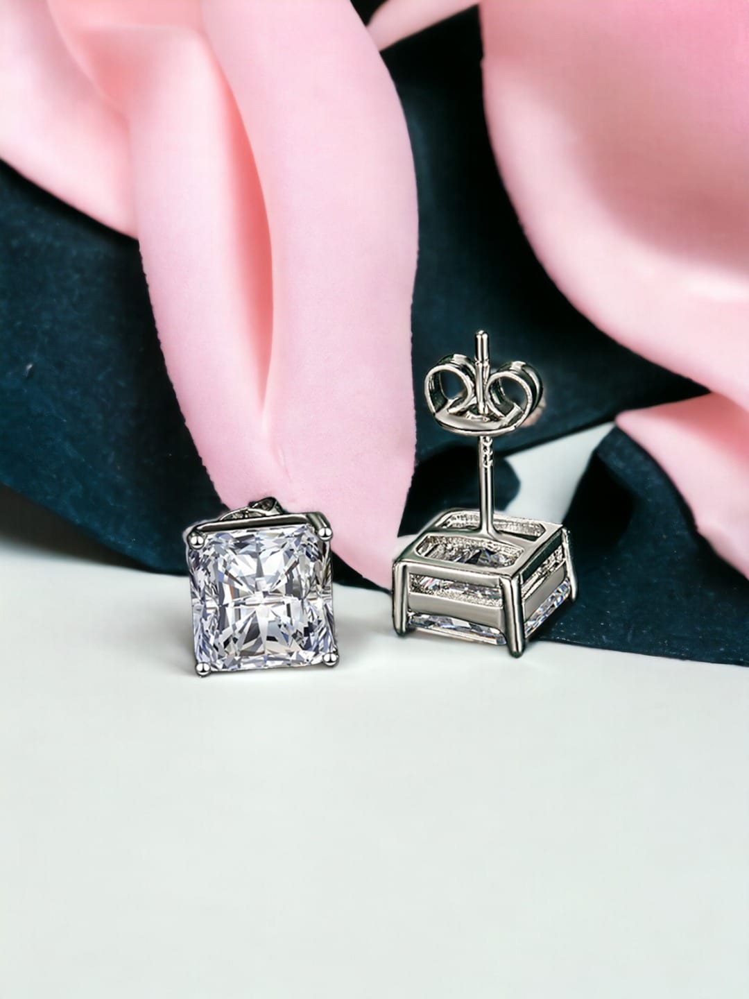 

Designs & You Silver Plated CZ Studded Studs Earrings
