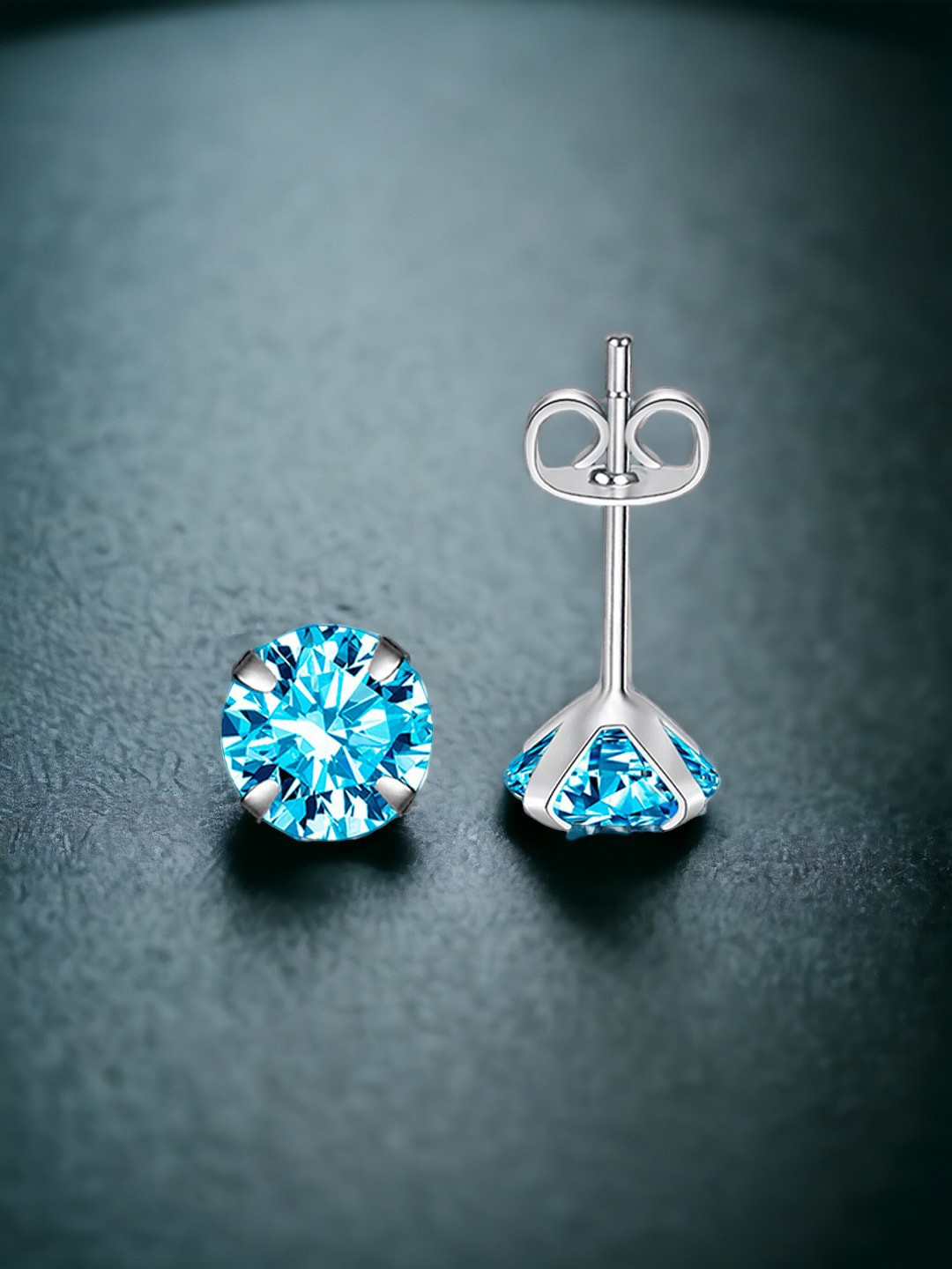 

Designs & You Silver-Plated Cubic Zirconia Studded Contemporary Studs Earrings