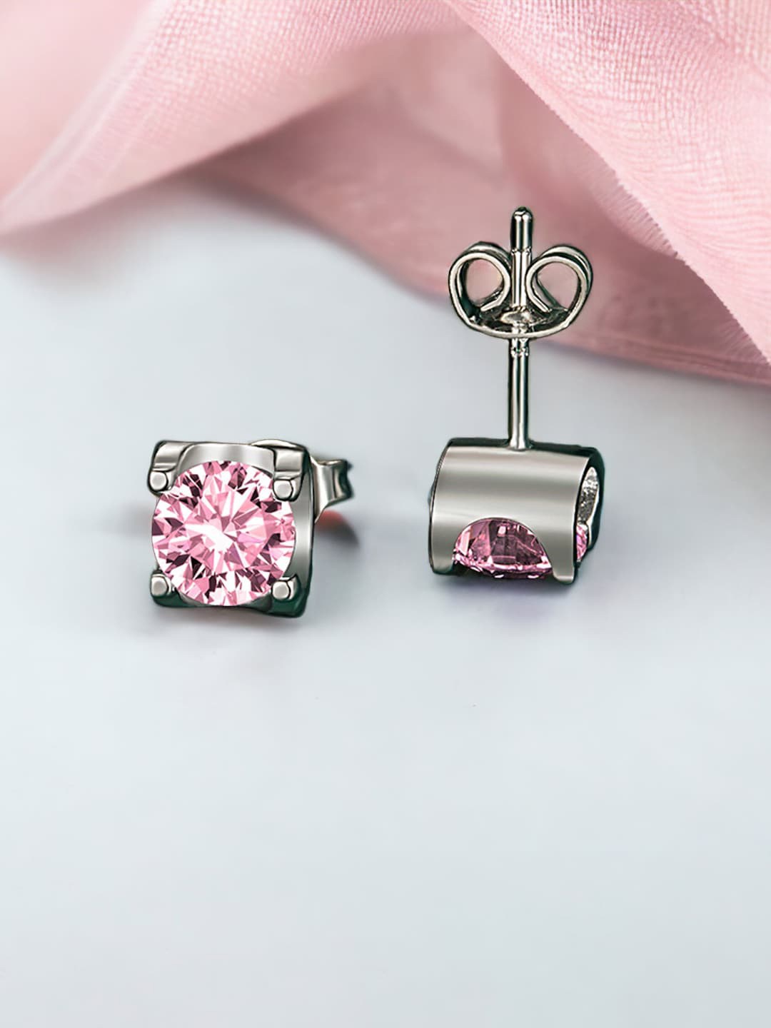 

Designs & You Silver Plated Cubic Zirconia-Studded Contemporary Studs Earrings