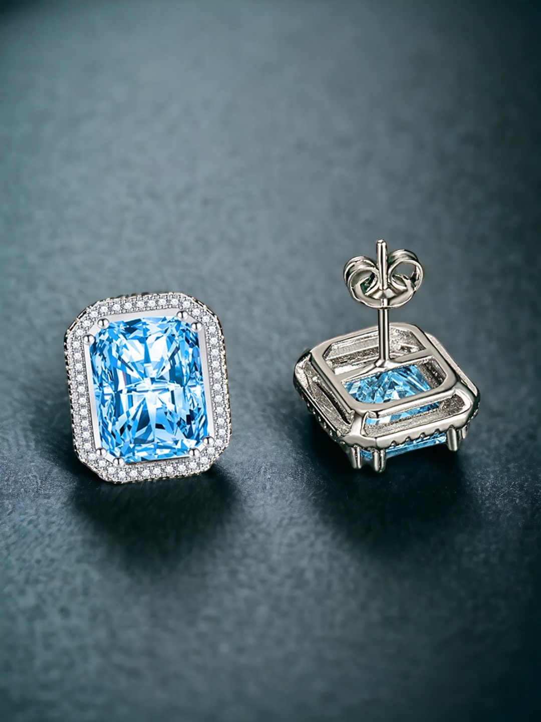 

Designs & You Crushed Ice Cut Cubic Zirconia Studded Silver Plated Stud Earrings