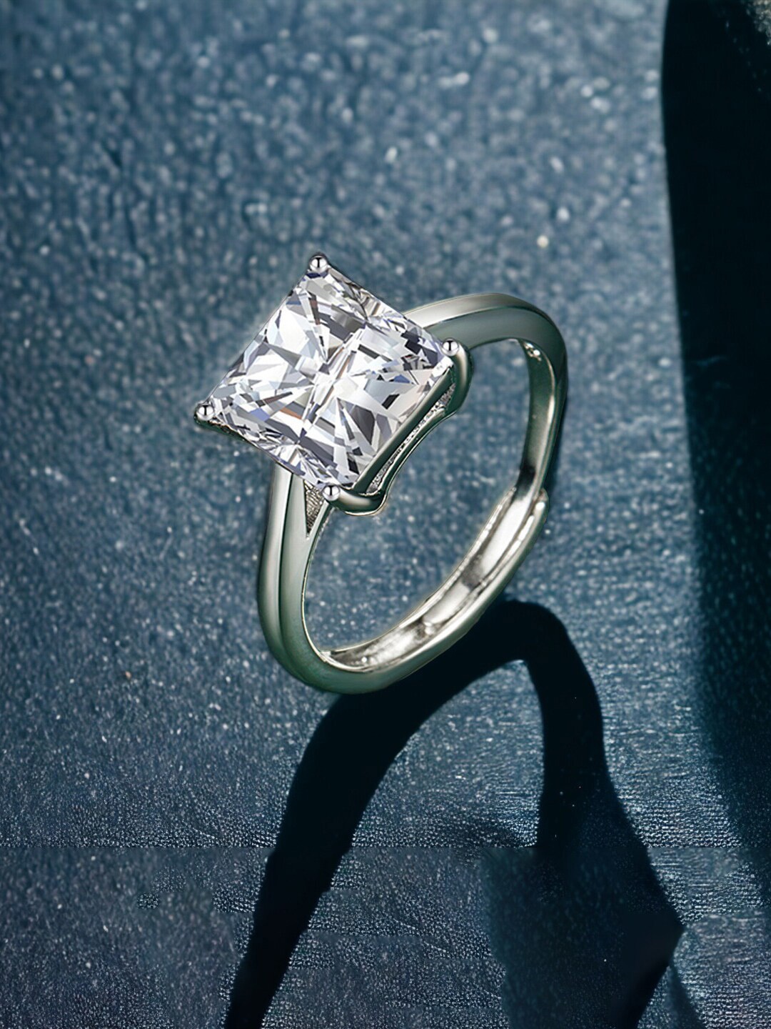 

Designs & You Silver-Plated CZ Stone-Studded Adjustable Finger Ring