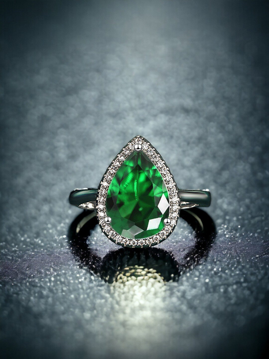 

Designs & You Silver-Plated CZ Stone-Studded Adjustable Finger Ring
