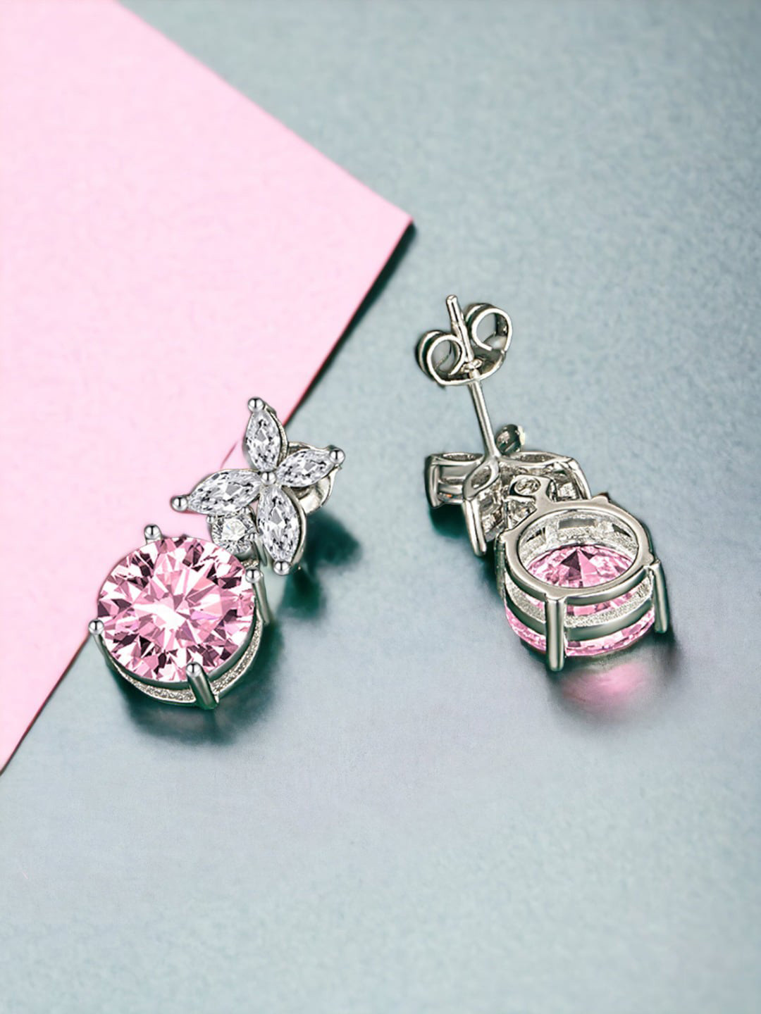 

Designs & You Silver Plated CZ Studded Drop Earrings
