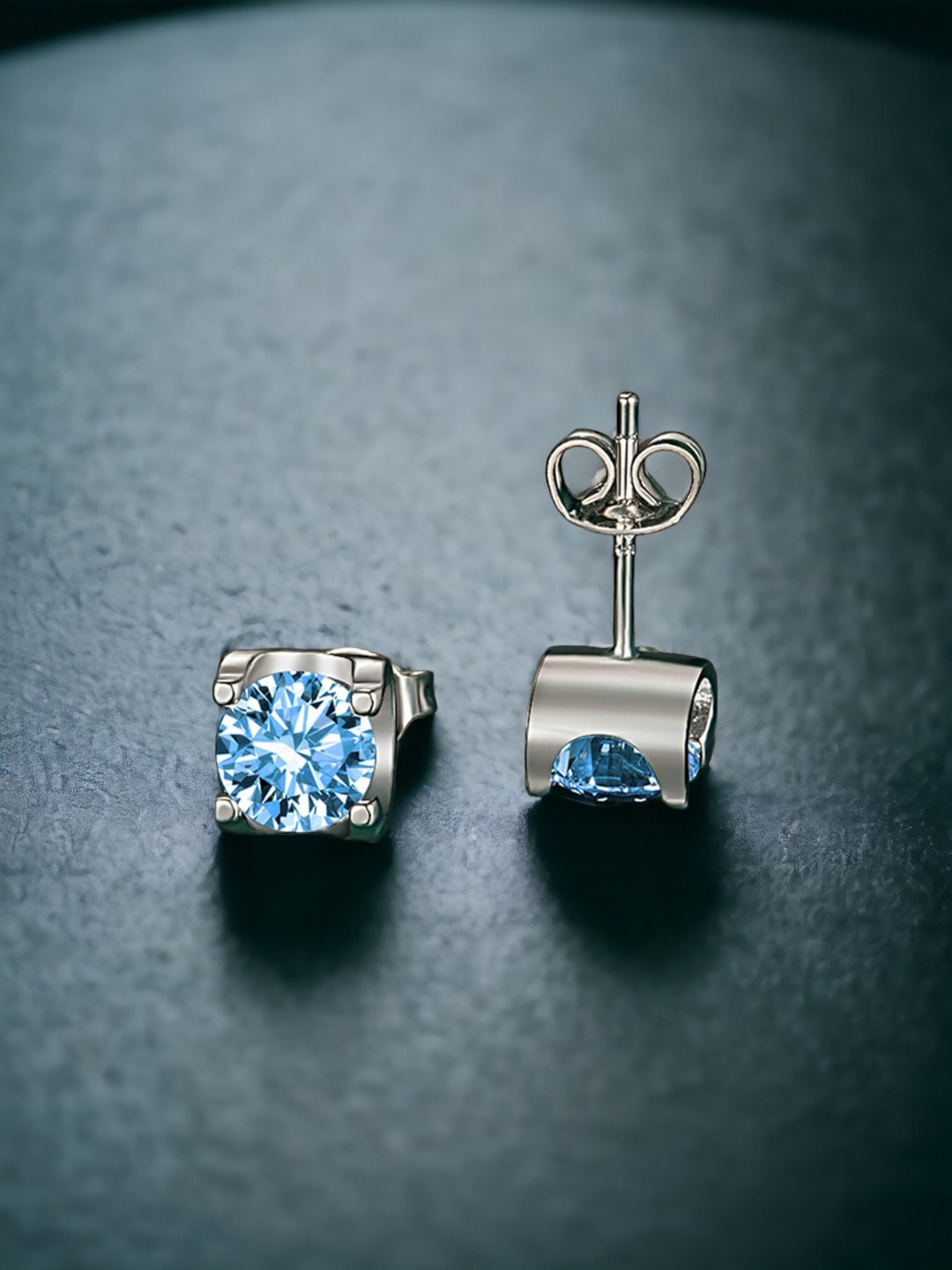 

Designs & You Crushed Ice Cut Cubic Zirconia Studded Silver Plated Stud Earrings