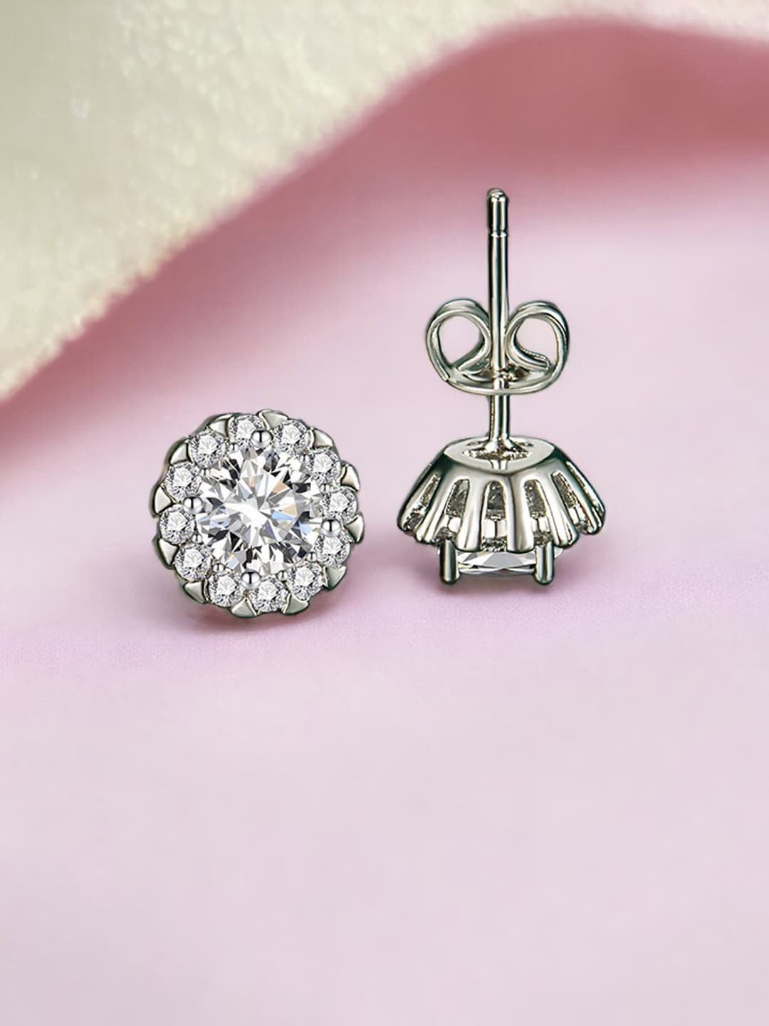 

Designs & You Silver Plated Cubic Zirconia-Studded Contemporary Studs Earrings