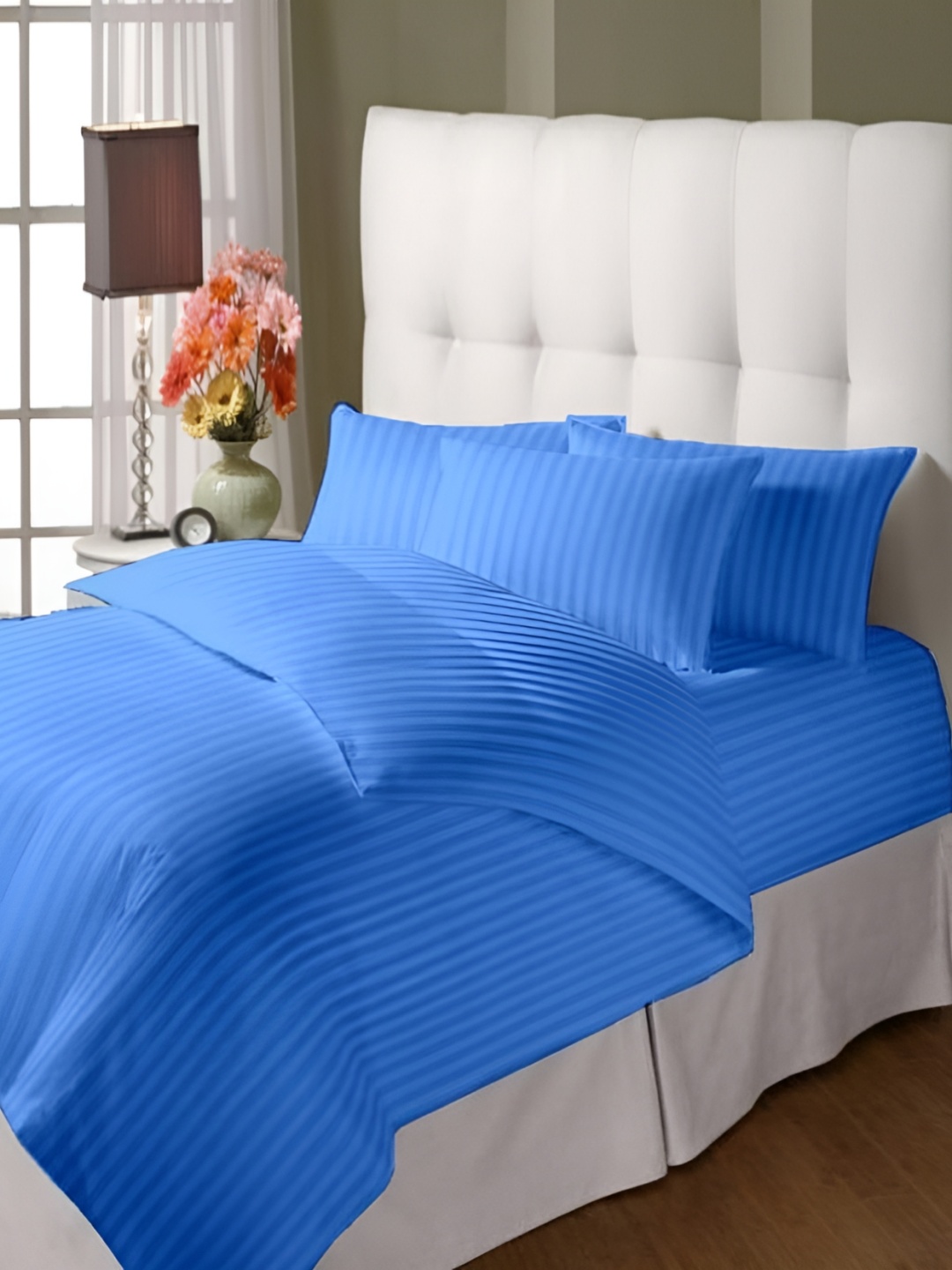 

LINENOVATION Blue Striped Cotton Single Duvet Cover