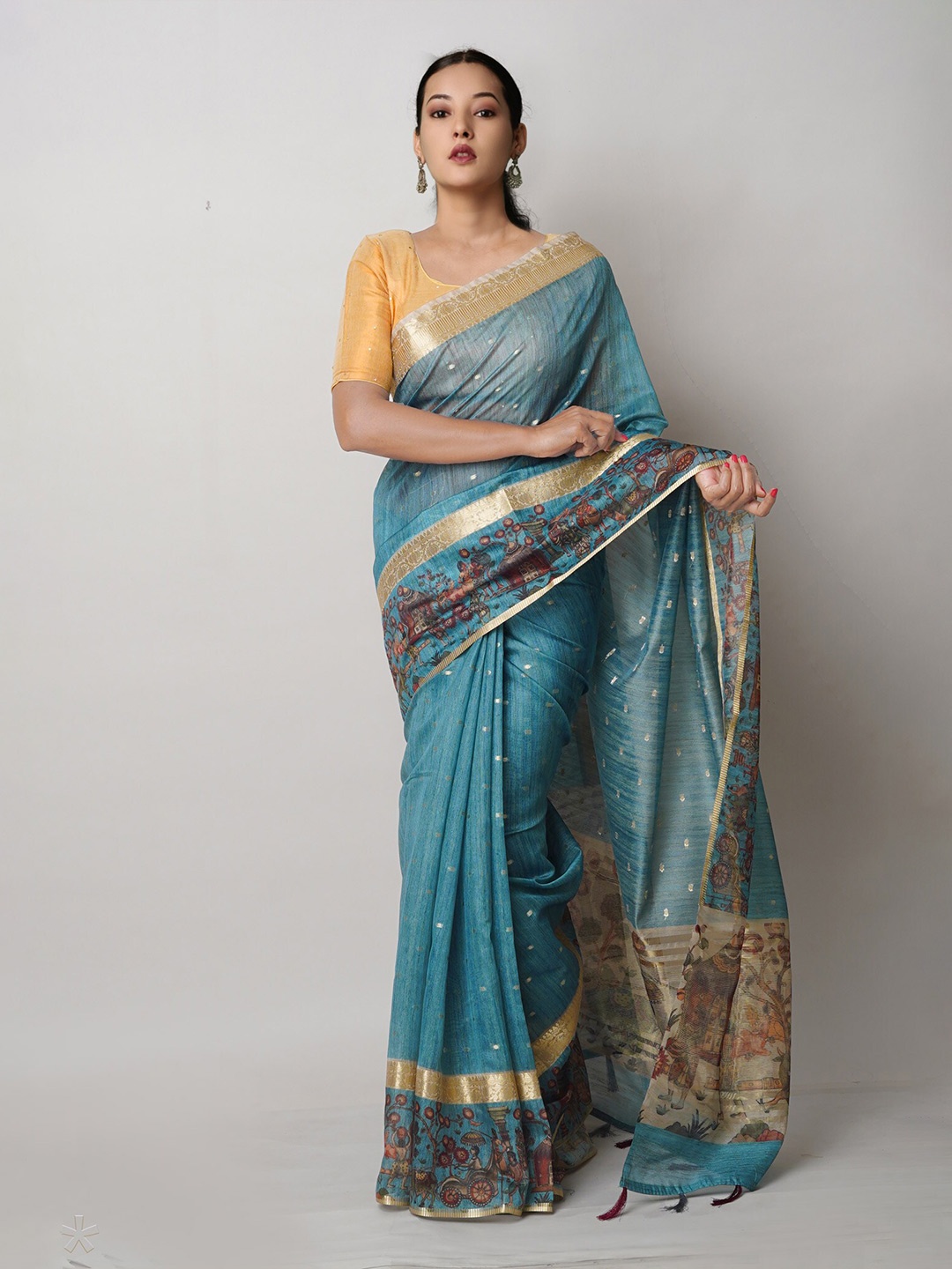 

Unnati Silks Ethnic Motifs Banarasi Saree, Green