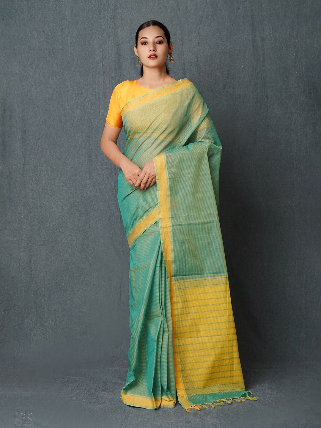 

Unnati Silks Pure Cotton Mangalagiri Saree, Green