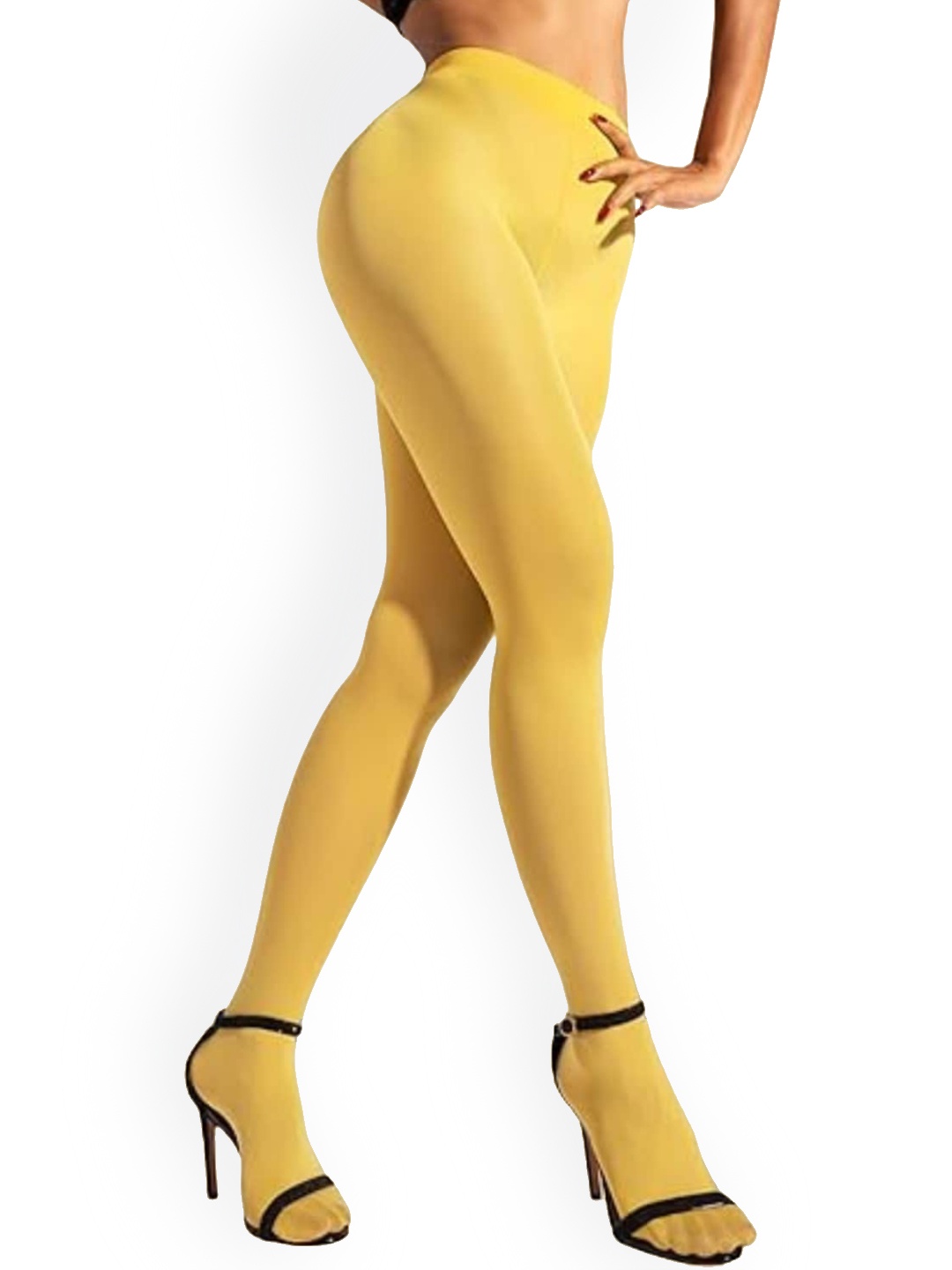 

BAESD High Waist Opaque Stockings, Yellow