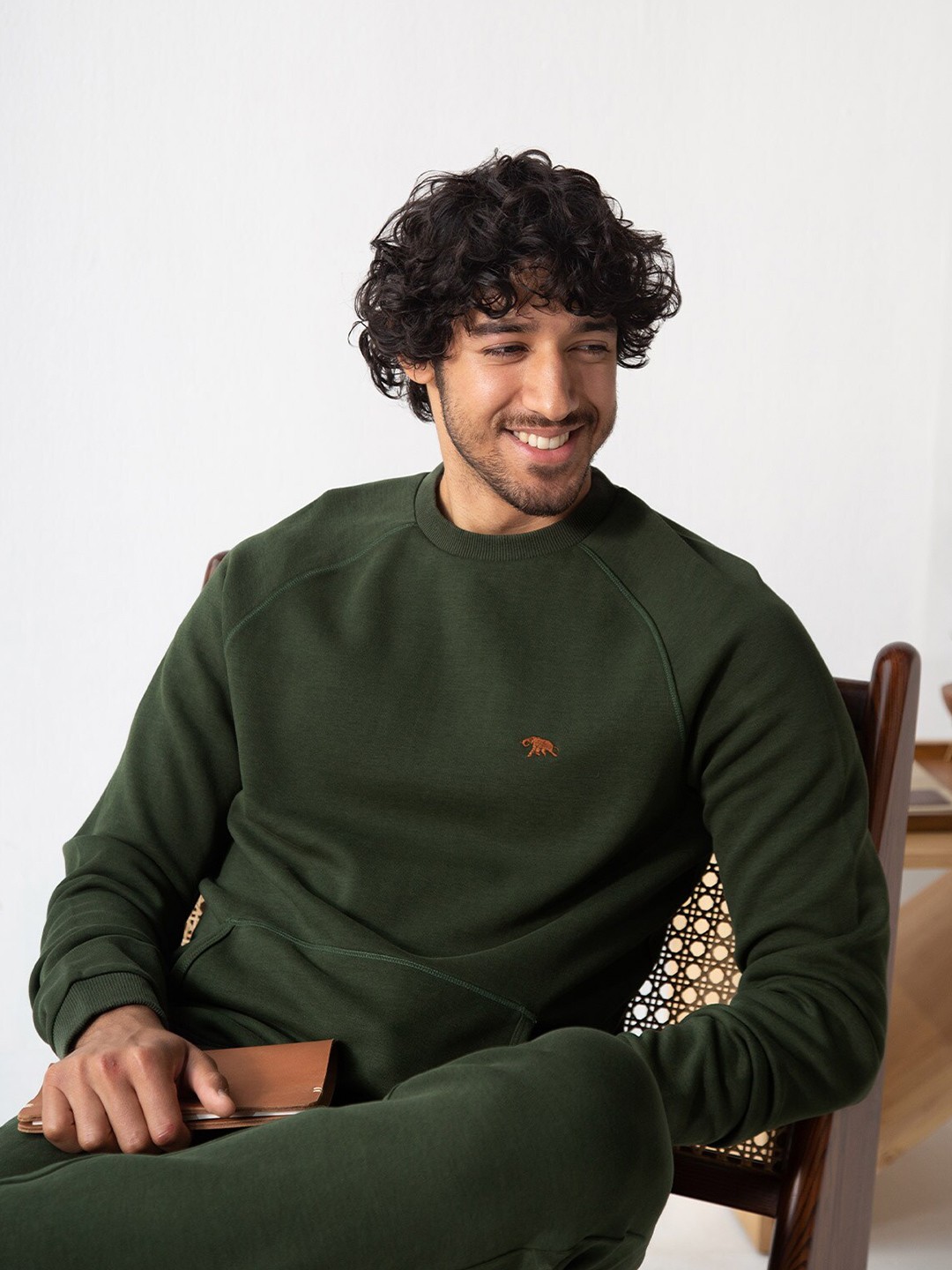 

Andamen Round Neck Cotton Sweatshirt, Olive