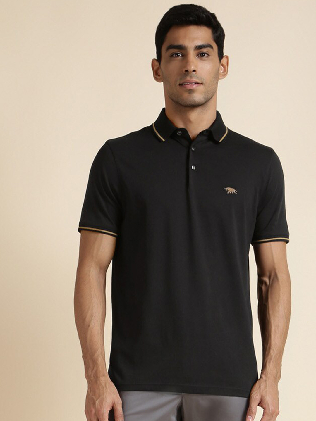

Andamen Polo Collar Cotton Regular Fit T-shirt, Black