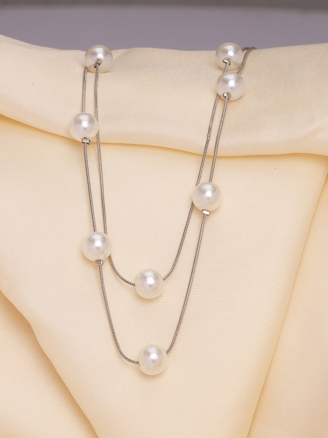 

Ayesha Pearl Double Layered Silver Chain