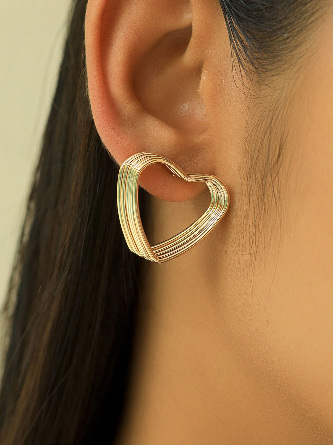 

Ayesha Layered Geometric Heart Stud Earrings, Gold