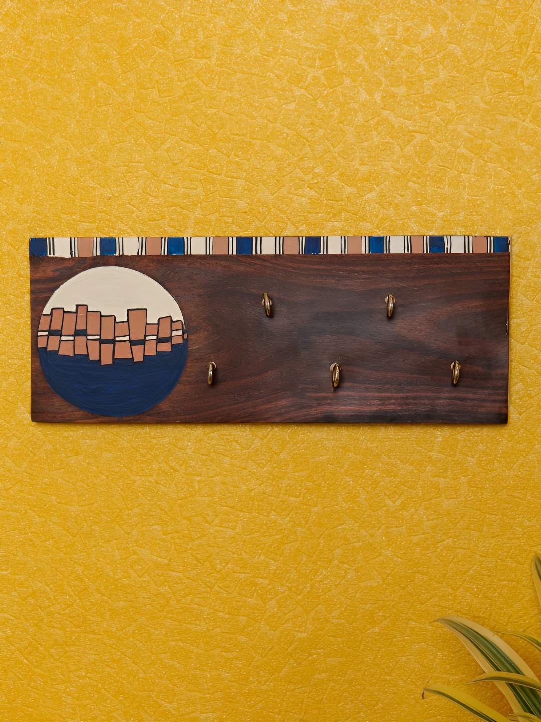 

ARTYSTA BEAUTIFYING LIVES Brown & Blue Printed Wooden Key Holders