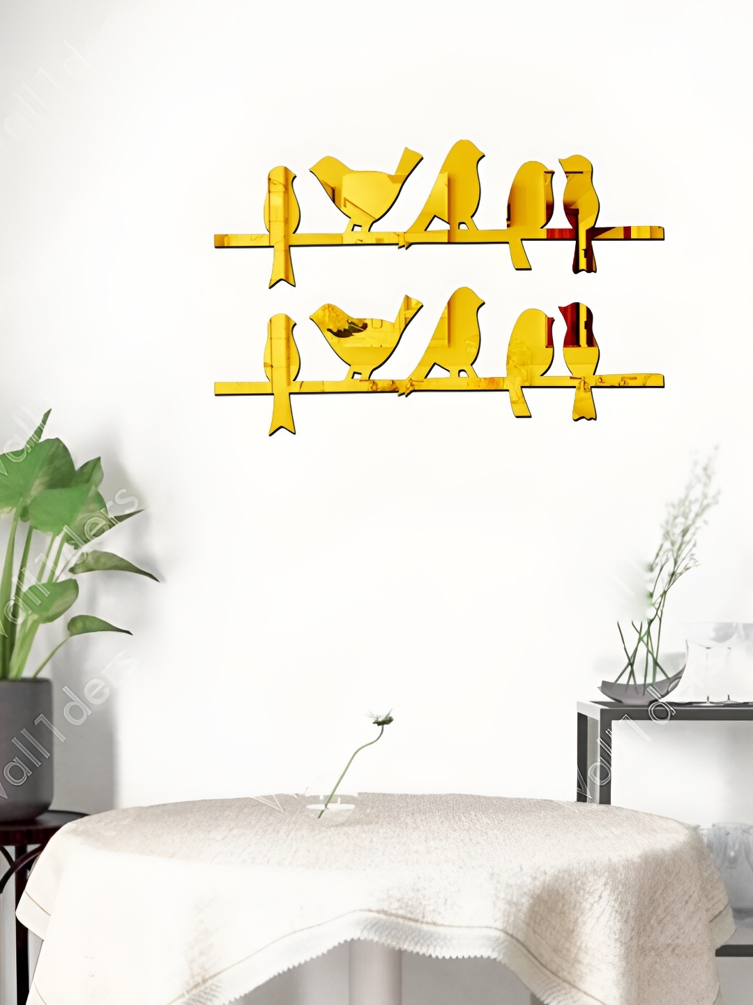 

Wall1ders Gold Toned & Brown 2 Pieces Acrylic Bird Mirror Wall Stickers