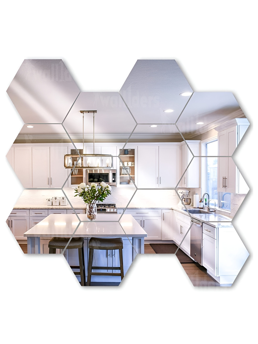 

Wall1ders Silver Toned 12 Pieces Acrylic Hexagon Mirror Wall Stickers