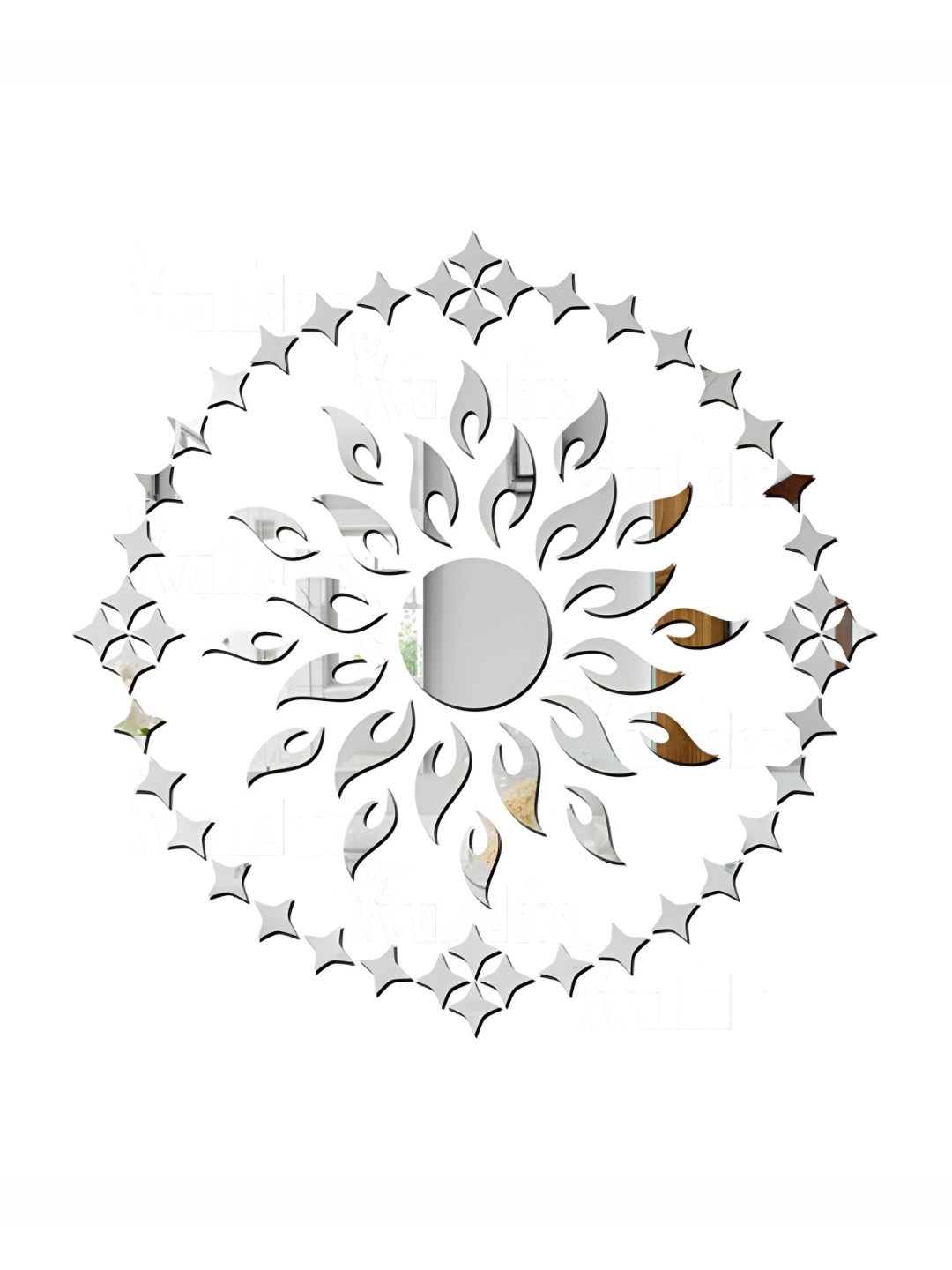 

Wall1ders Silver Toned 75 Pieces Acrylic Sun Mirror Wall Stickers